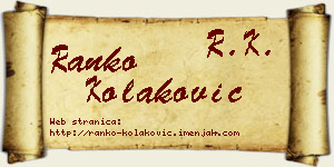 Ranko Kolaković vizit kartica